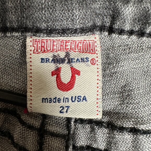 VTG True Religion Jeans Women Size 27 Gray Stella Big T Low Rise Made in USA - Picture 7 of 13